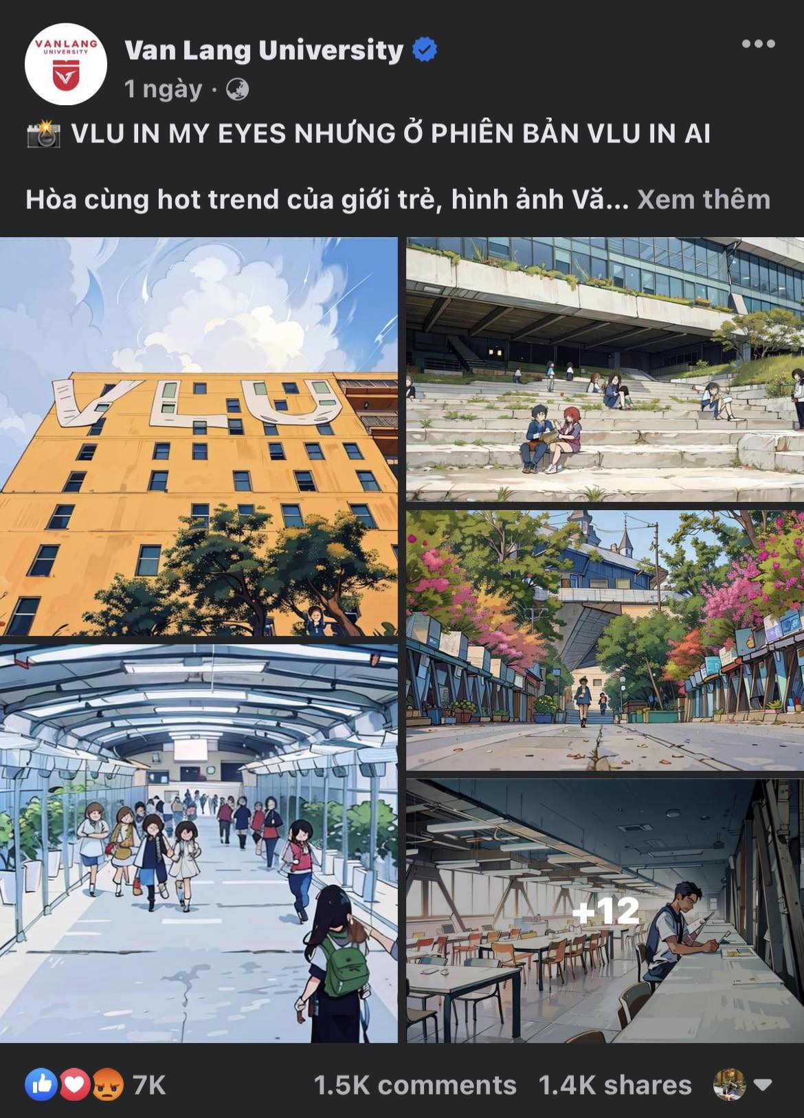 Bài đăng gây tranh cãi sử dụng ứng dụng Loopsie trên fanpage trường ĐH Văn Lang. (Ảnh chụp màn hình) Bài đăng gây tranh cãi sử dụng ứng dụng Loopsie trên fanpage trường ĐH Văn Lang. (Ảnh chụp màn hình)