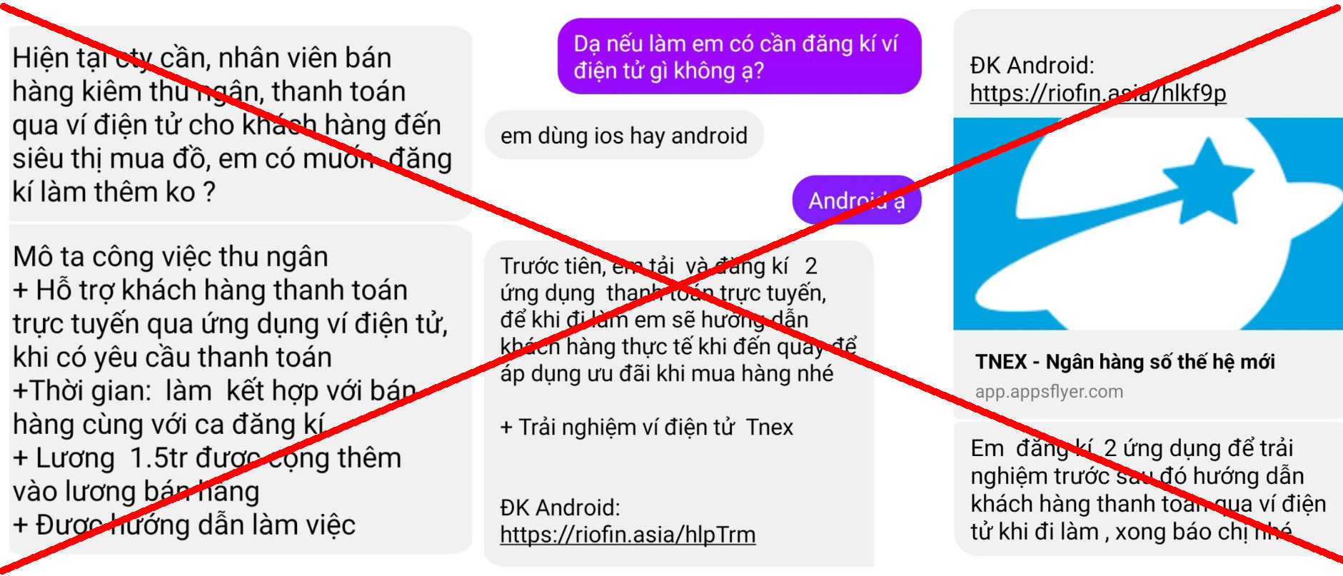 Đối tượng lừa đảo dụ dỗ sinh viên đăng ký trải nghiệm ví điện tử. Ảnh: NVCC Đối tượng lừa đảo dụ dỗ sinh viên đăng ký trải nghiệm ví điện tử. Ảnh: NVCC