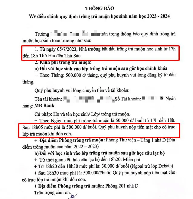 Hết chuyện lo học phí tăng, các khoản thu 'không tên' đầu năm, phụ huynh mới đây còn đau đầu vì một vấn đề mới: Tiền trông con ngoài giờ. Hết chuyện lo học phí tăng, các khoản thu 'không tên' đầu năm, phụ huynh mới đây còn đau đầu vì một vấn đề mới: Tiền trông con ngoài giờ.