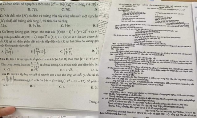 Đề thi Toán và Ngữ văn bị lộ do thí sinh dùng điện thoại chụp lại Đề thi Toán và Ngữ văn bị lộ do thí sinh dùng điện thoại chụp lại