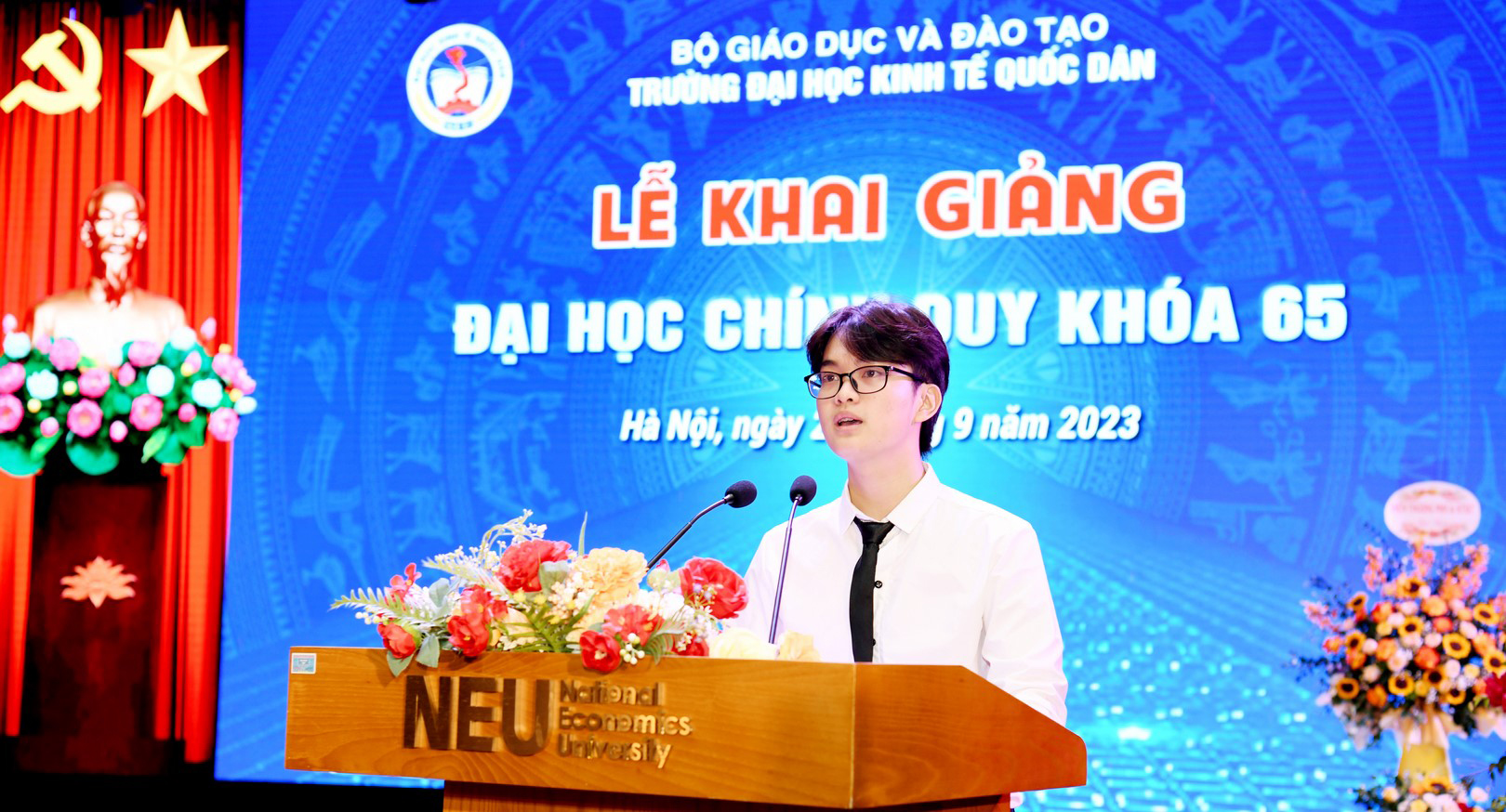 Hoàng Hải Nam thay mặt 7.000 sinh viên đọc phát biểu