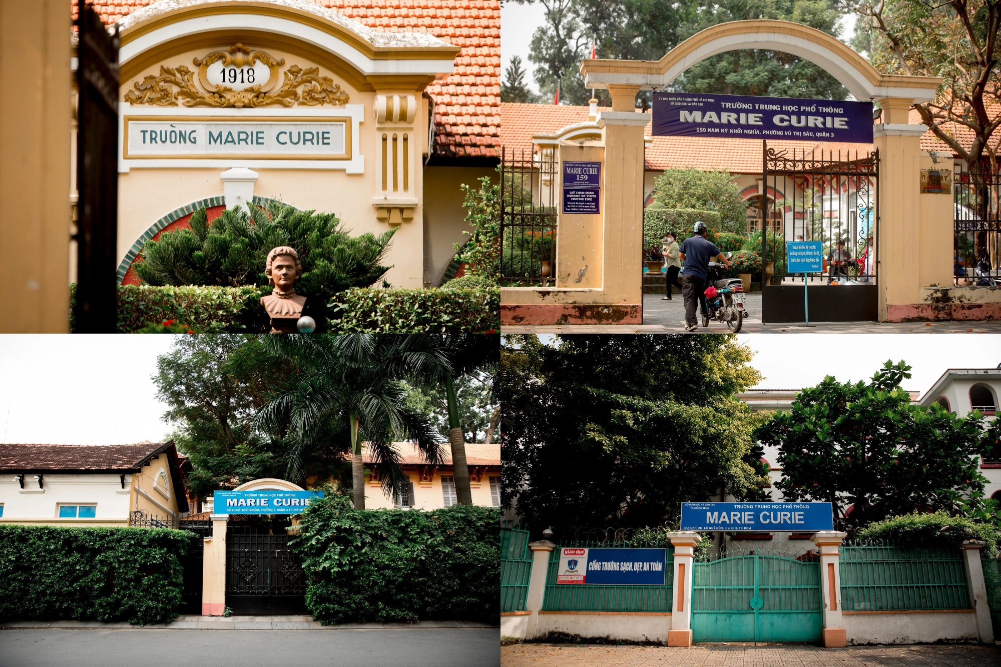 4 cổng trường tương đương với 4 "mặt tiền" của trường THPT Marie Curie TP.HCM 4 cổng trường tương đương với 4 "mặt tiền" của trường THPT Marie Curie TP.HCM