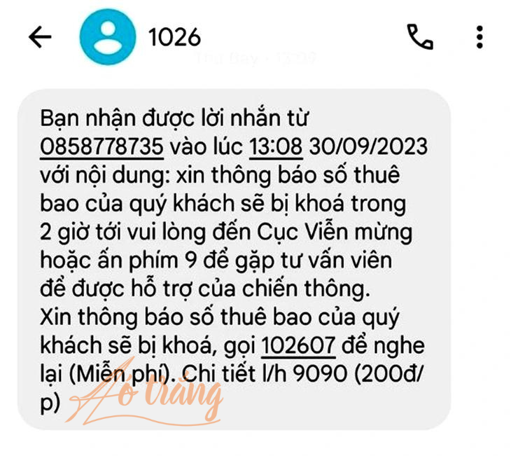 Đoạn tin nhắn từ kẻ gian lấy danh nhà mạng
