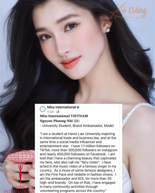 Thông tin "profile" dự thi Hoa hậu Quốc tế gây tranh luân của Phương Nhi Thông tin "profile" dự thi Hoa hậu Quốc tế gây tranh luân của Phương Nhi