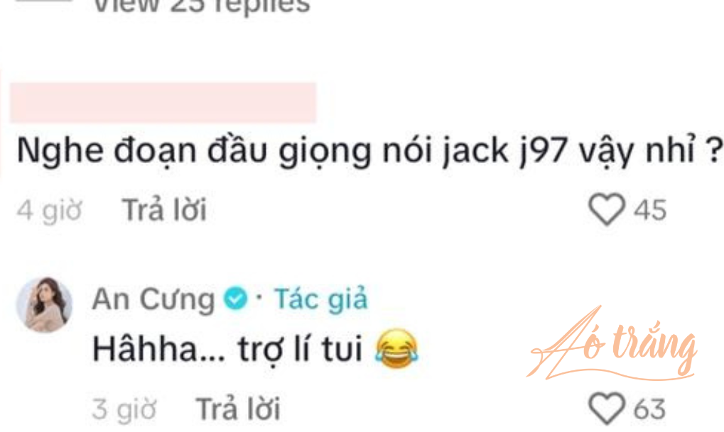 Thiên An vội lên tiếng đính chính khi netizen thắc mắc người bí ẩn kia là Jack Thiên An vội lên tiếng đính chính khi netizen thắc mắc người bí ẩn kia là Jack
