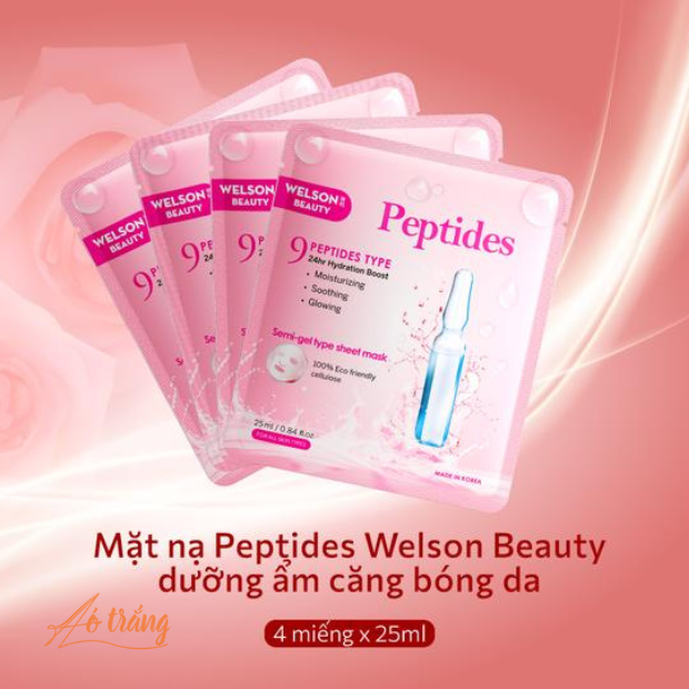 Hộp 5 miếng mặt nạ Peptides Welson Beauty dưỡng ẩm căng bóng da Hộp 5 miếng mặt nạ Peptides Welson Beauty dưỡng ẩm căng bóng da