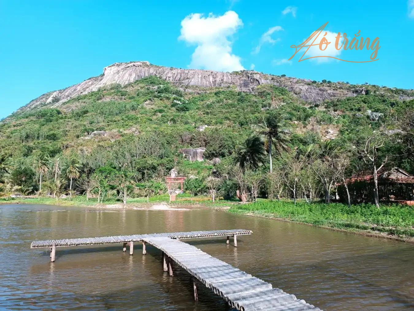 Cầu gỗ bắc trên sông ở đồng cừu Suối Tiên Cầu gỗ bắc trên sông ở đồng cừu Suối Tiên