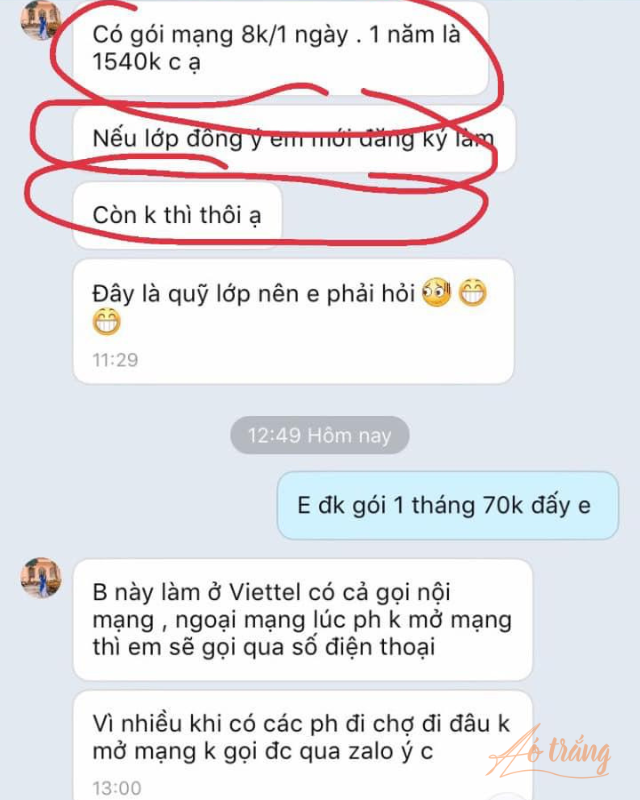Cô giáo muốn đăng ký cho cô gói cước 240.000 đồng/tháng thay vì 70.000 đồng/tháng như phụ huynh gợi ý. Cô giáo muốn đăng ký cho cô gói cước 240.000 đồng/tháng thay vì 70.000 đồng/tháng như phụ huynh gợi ý.