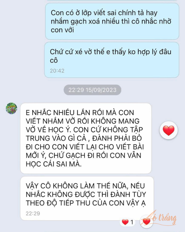 Tin nhắn cô giáo nói về việc xé vở của học sinh. Tin nhắn cô giáo nói về việc xé vở của học sinh.