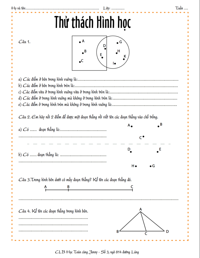 Bài tập toán tư duy logic nâng cao cho các bé lớp 1