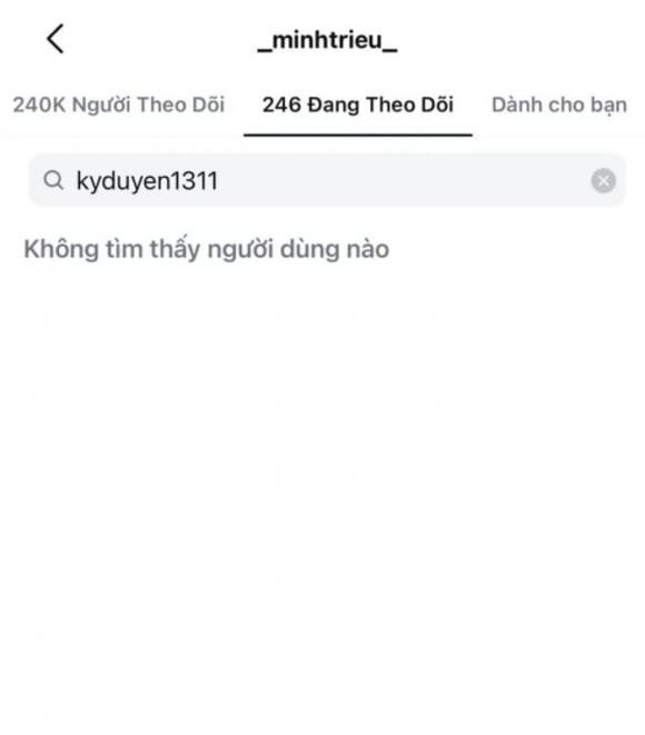 Minh Triệu chính thức hủy theo dõi Hoa hậu Kỳ Duyên.