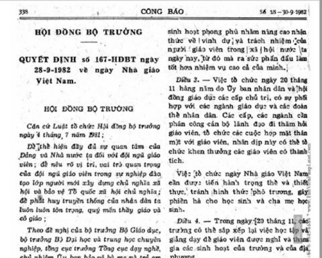 Bạn có biết: vì sao lấy 20/11 là Ngày Nhà giáo Việt Nam?