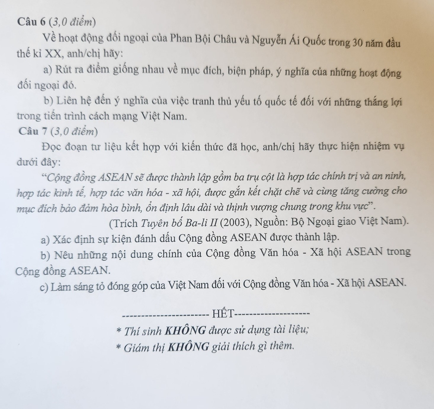  Tham khảo đề thi học sinh giỏi quốc gia môn Lịch sử năm 2024 