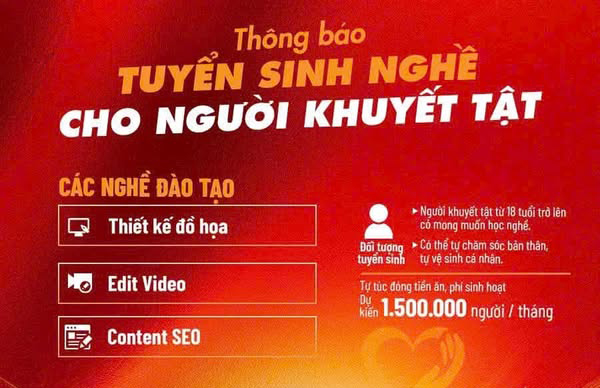 Lớp dạy nghề miễn phí cho người khuyết tật