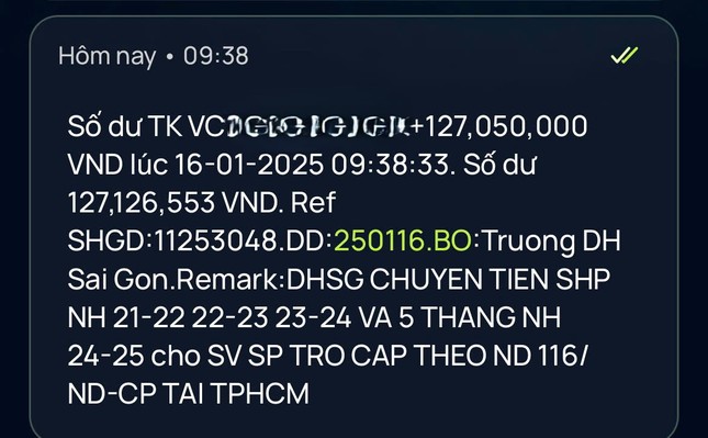 Tài khoản nhiều sinh viên sư phạm bất ngờ nhận hơn 127 triệu đồng