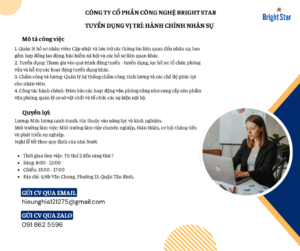 Bright Star Media tuyển dụng nhân viên Hành chính Nhân sự