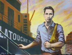 Tranh "Người đi tìm hình của nước" của họa sĩ Nguyễn Quốc Thắng