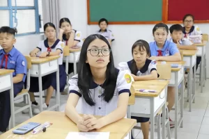 Thí sinh dự khảo sát lớp 6 Trường THCS-THPT Trần Đại Nghĩa năm 2025 - Ảnh: ANH KHÔI