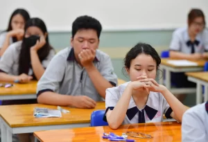 Thí sinh tại điểm thi THPT Lê Quý Đôn, Quận 3, TP HCM, năm 2024. Ảnh: Thanh Tùng