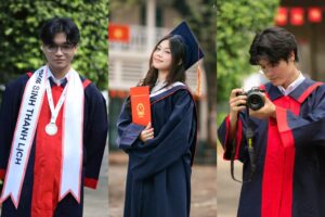 Từ trái qua phải: bạn Nguyễn Hoàng An (biên kịch, đạo diễn), Nguyễn Ngọc Phương Quỳnh (vai Ánh Dương) và Phạm Quốc Anh (đạo diễn hình ảnh) - Ảnh: NVCC