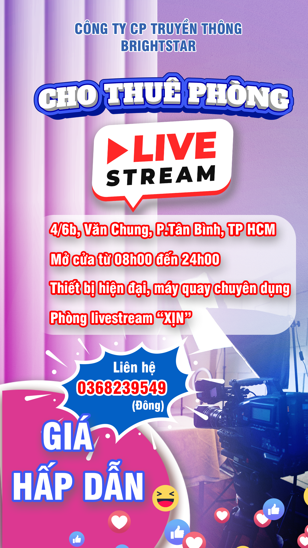 Bright Star – Địa điểm “xịn sò” live stream chuyên nghiệp 