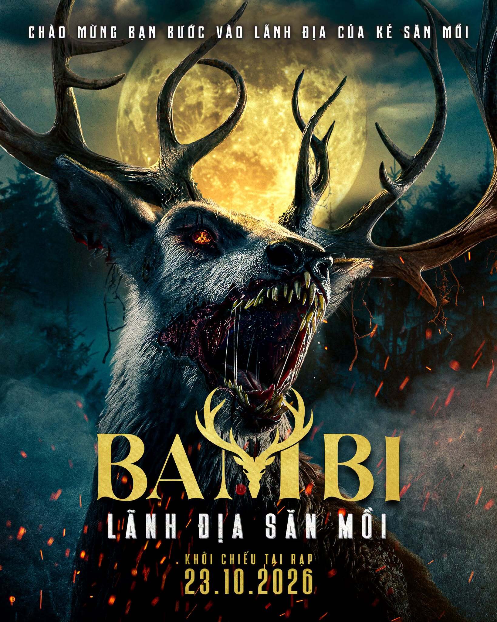 Poster chính thức của Bambi: Lãnh Địa Săn Mồi, dự kiến khởi chiếu ngày 23/10/2026 