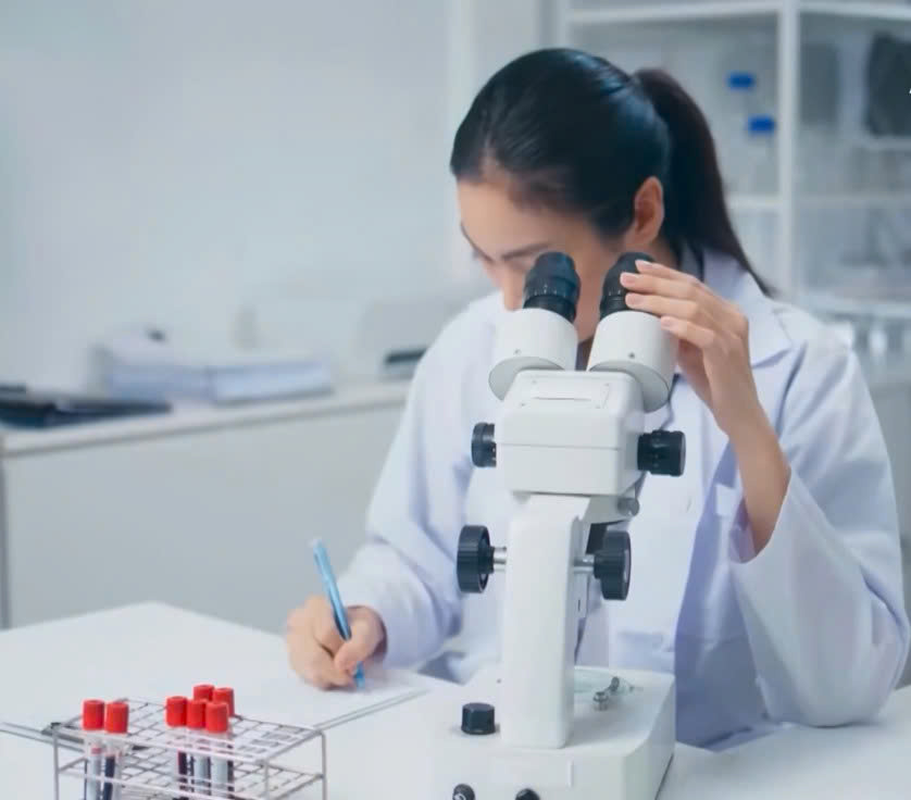 Nhân viên y tế thực hiện công việc chuyên môn trong phòng xét nghiệm.dịch vụ